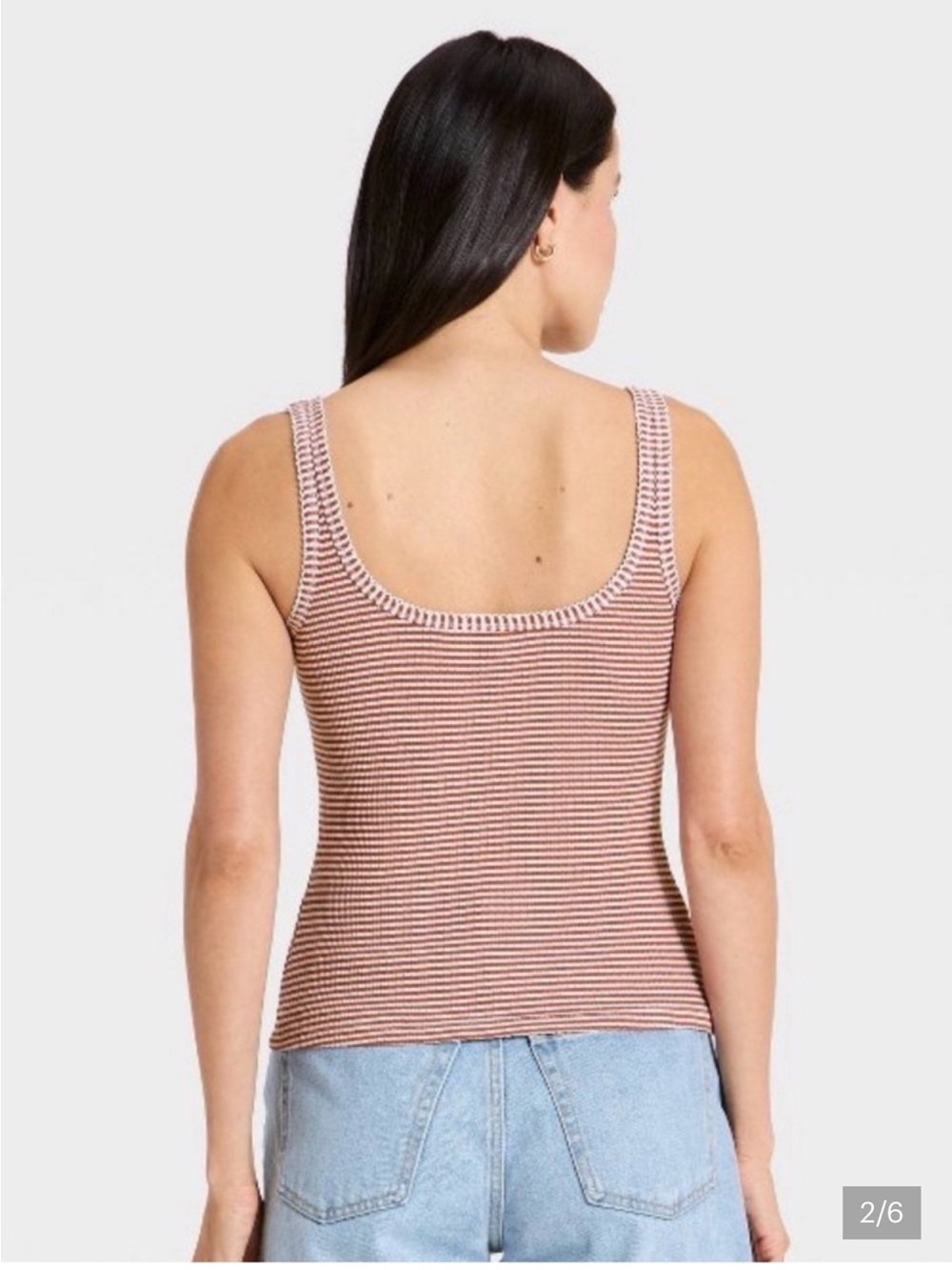 Universal Thread Red/Orange and White Striped Ribbed Tank - Picture 2 of 5